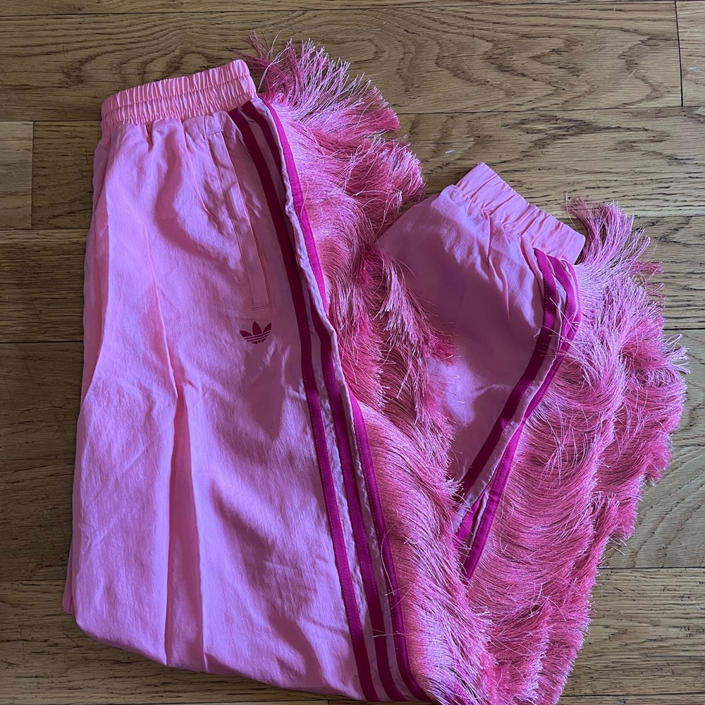 Adidas pink fringe track pants